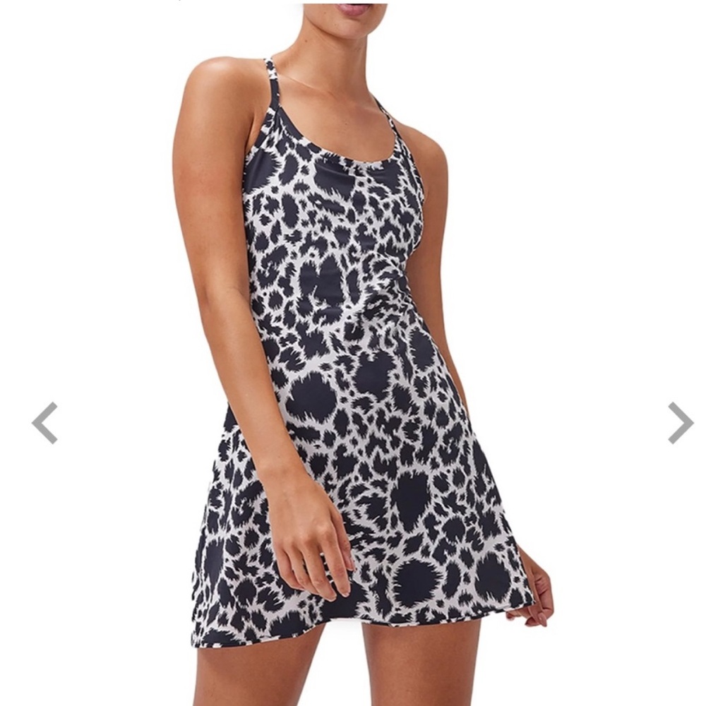 Outdoor Voices Chic Black and White Animal Print Dress